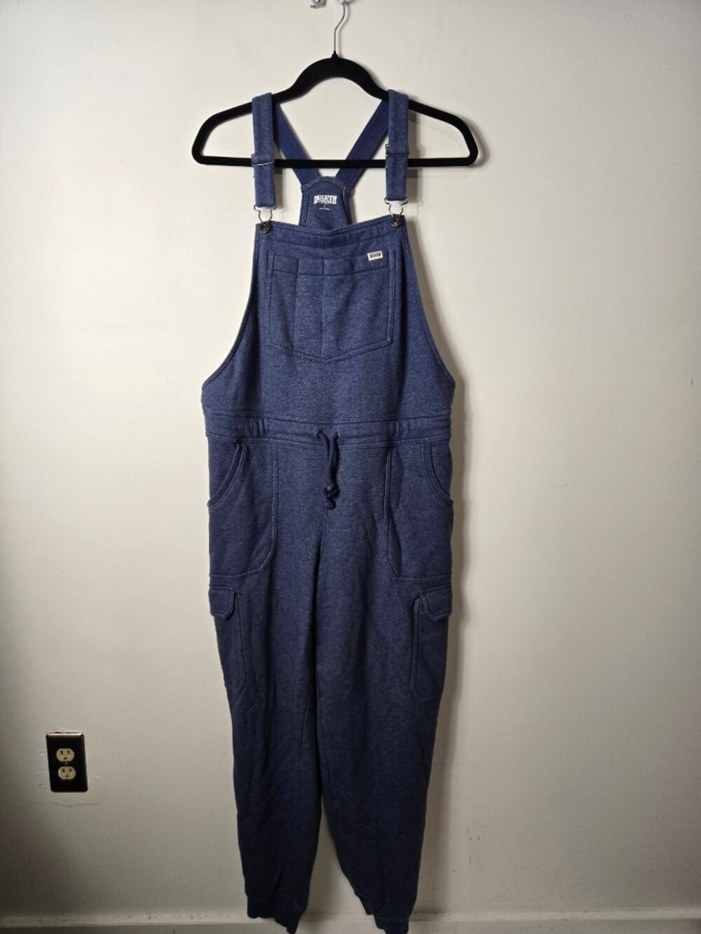 Duluth Trading Women's Size L Souped-Up Sweats Storm Cotton Overalls Blue